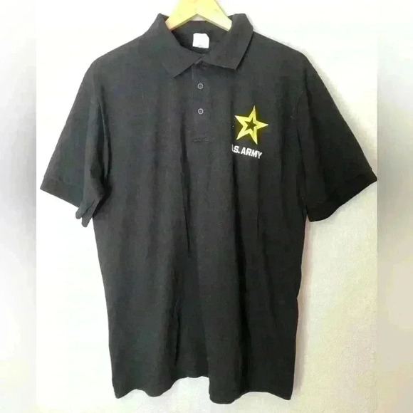 ARMY Logo Polo Black t-shirt Mens Large - Picture 1 of 5